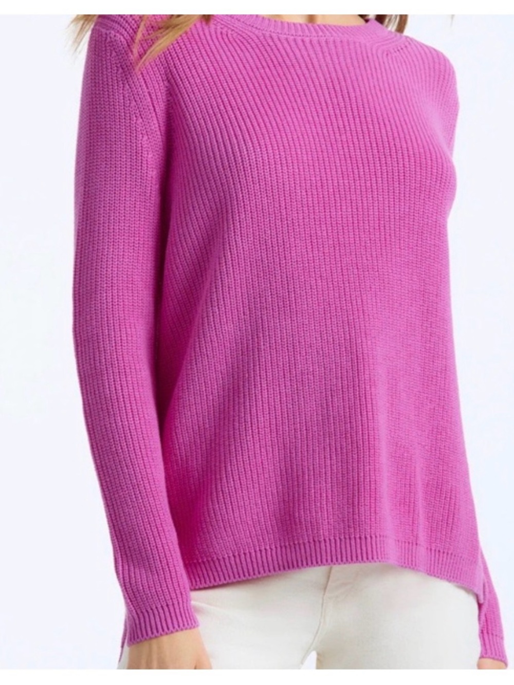 525 America Fuchsia Ribbed Crewneck Sweater